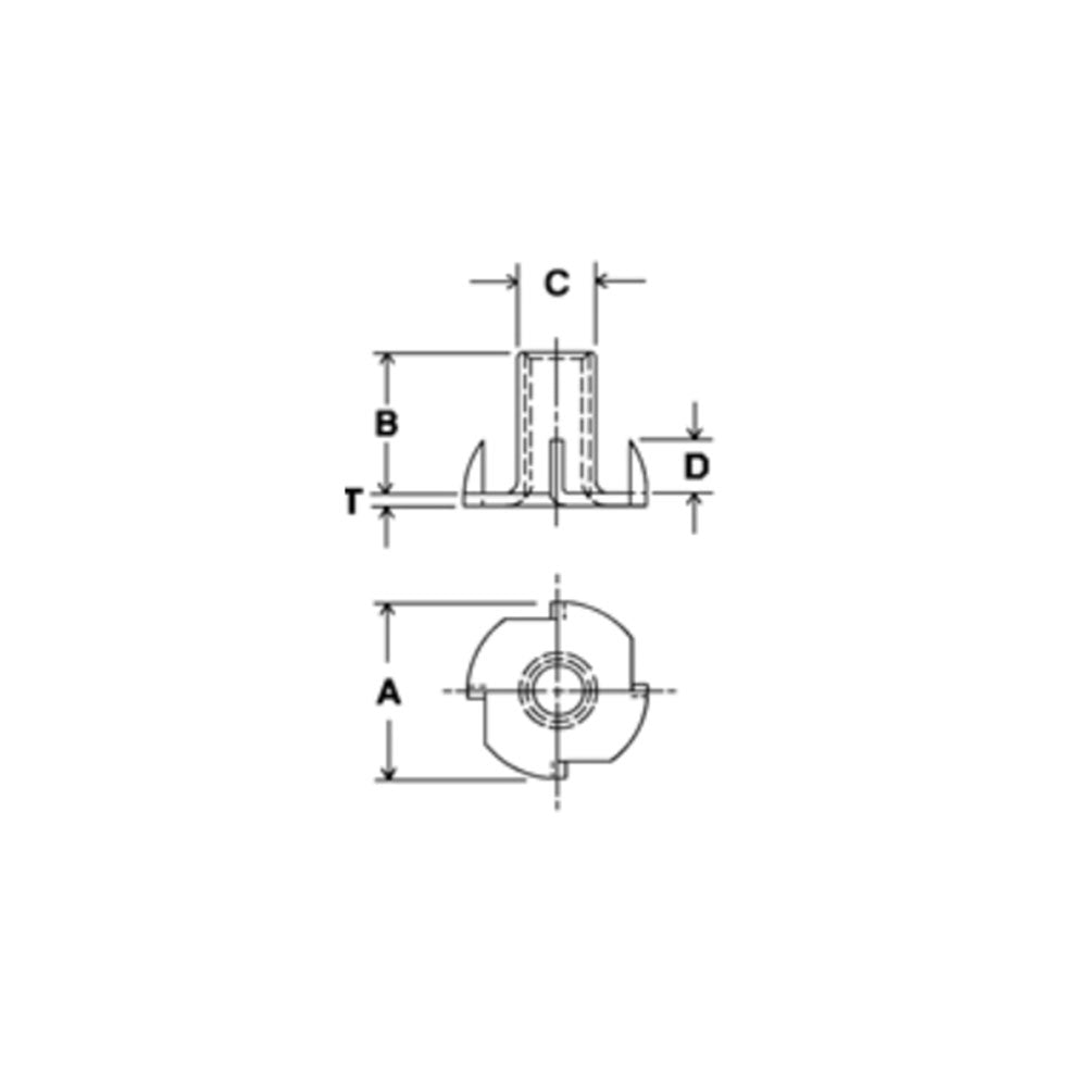 Indoor t-nuts (zink-plated) – 100 pcs.