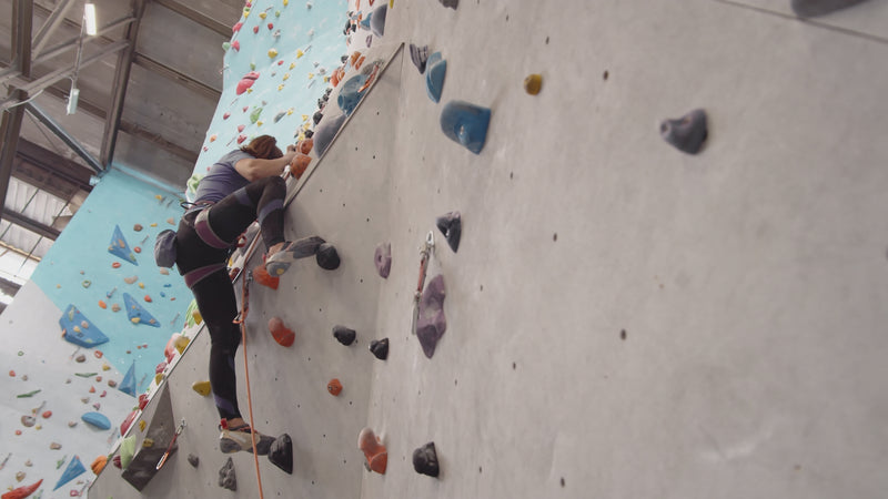 Lead climbing with climbing equipment